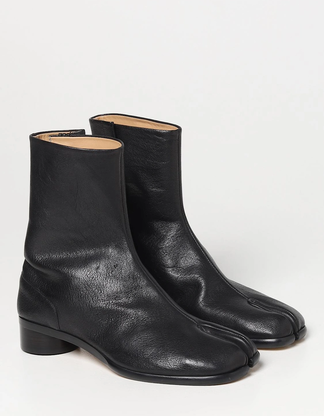 Tabi Ankle Boots Low Heel Leather