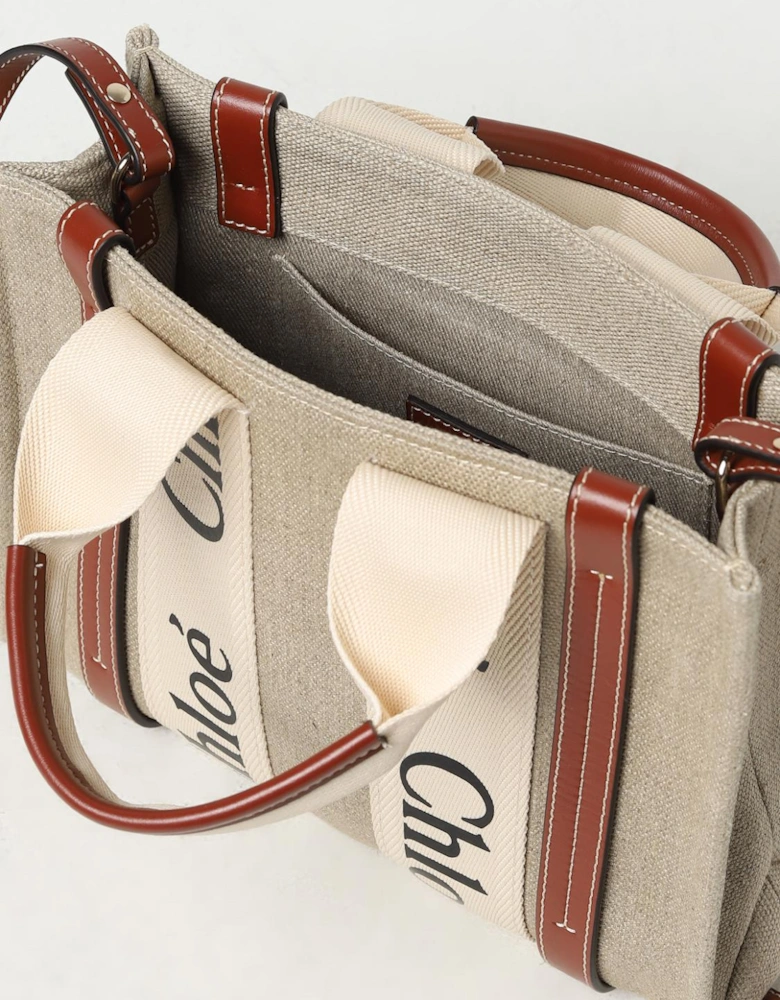 Woody Small Tote Canvas Leather