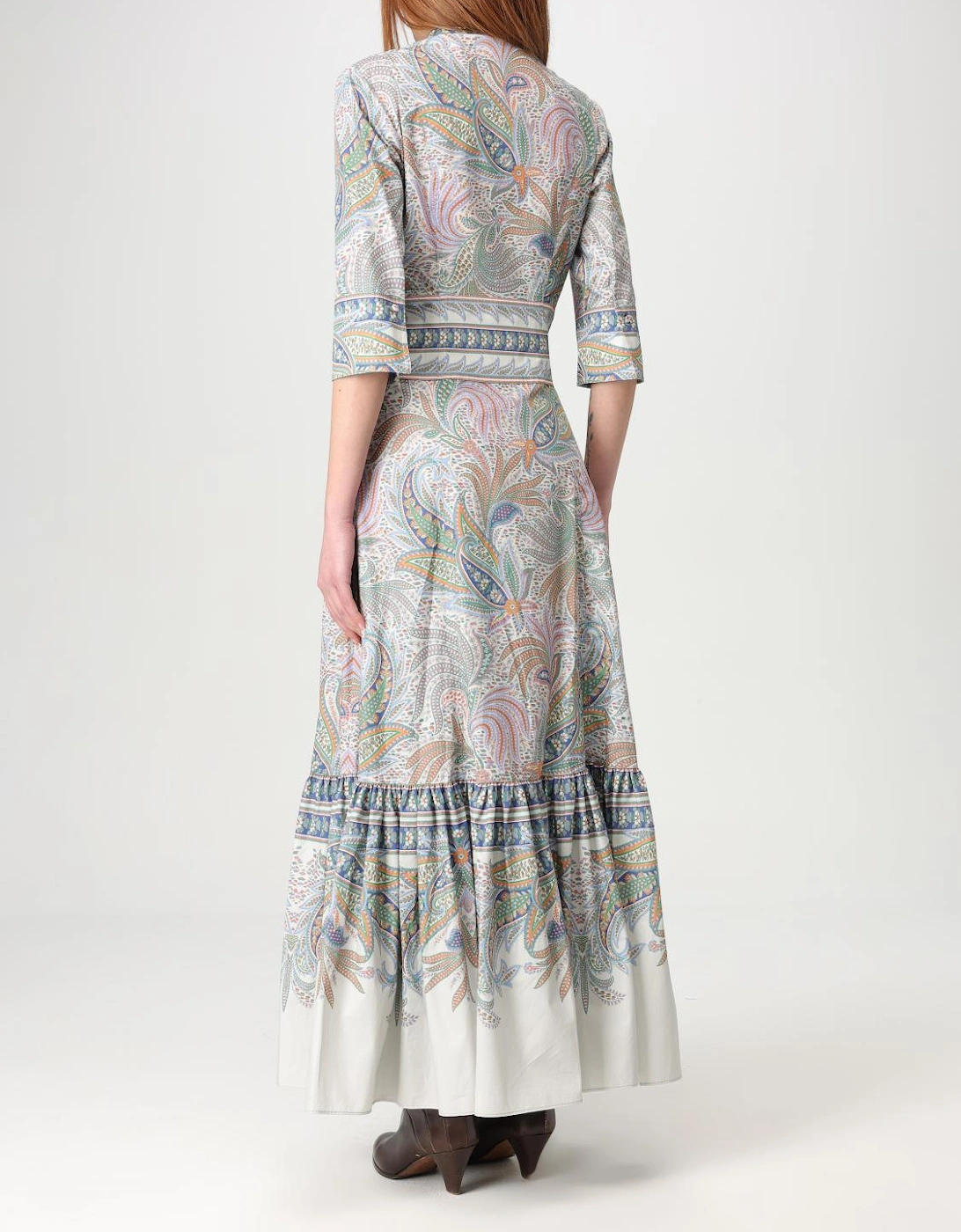 Paisley Print Maxi Dress Ruffle Hem