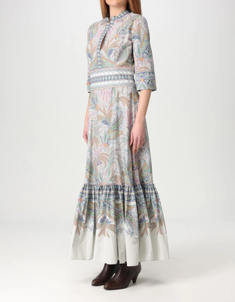 Paisley Print Maxi Dress Ruffle Hem