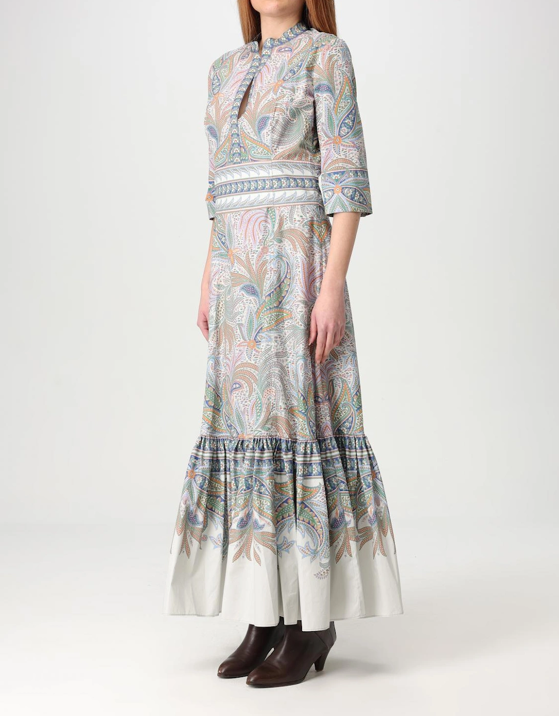 Paisley Print Maxi Dress Ruffle Hem