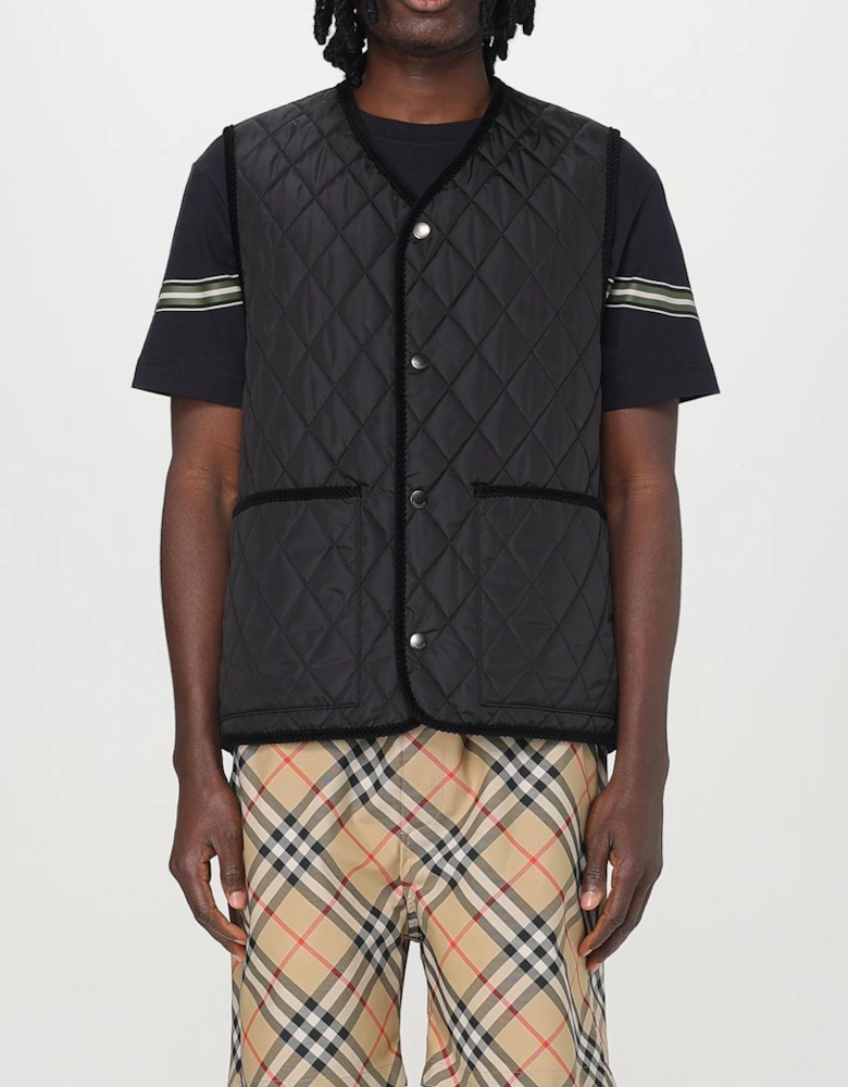 Quilted Vest with Velvet Trim