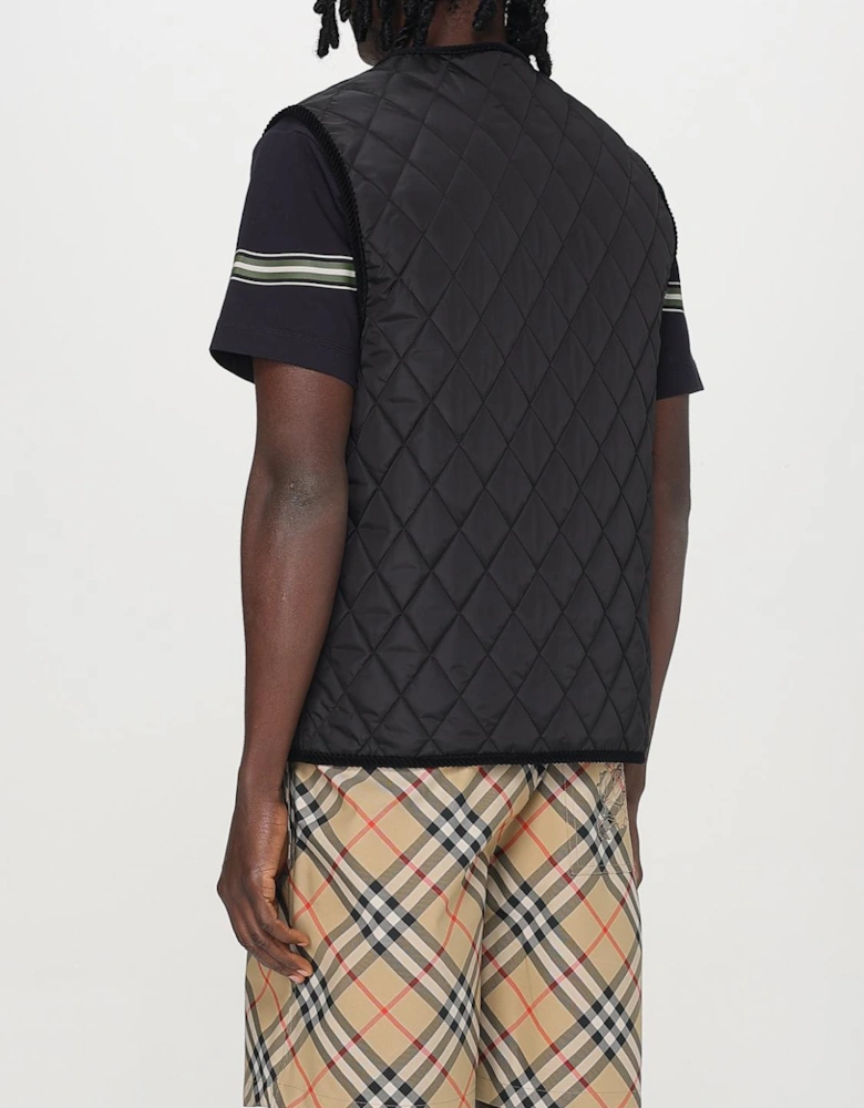 Quilted Vest with Velvet Trim
