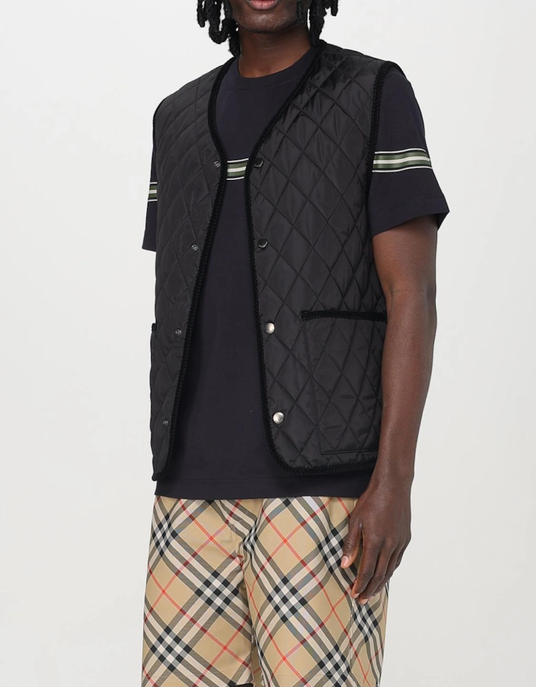 Quilted Vest with Velvet Trim