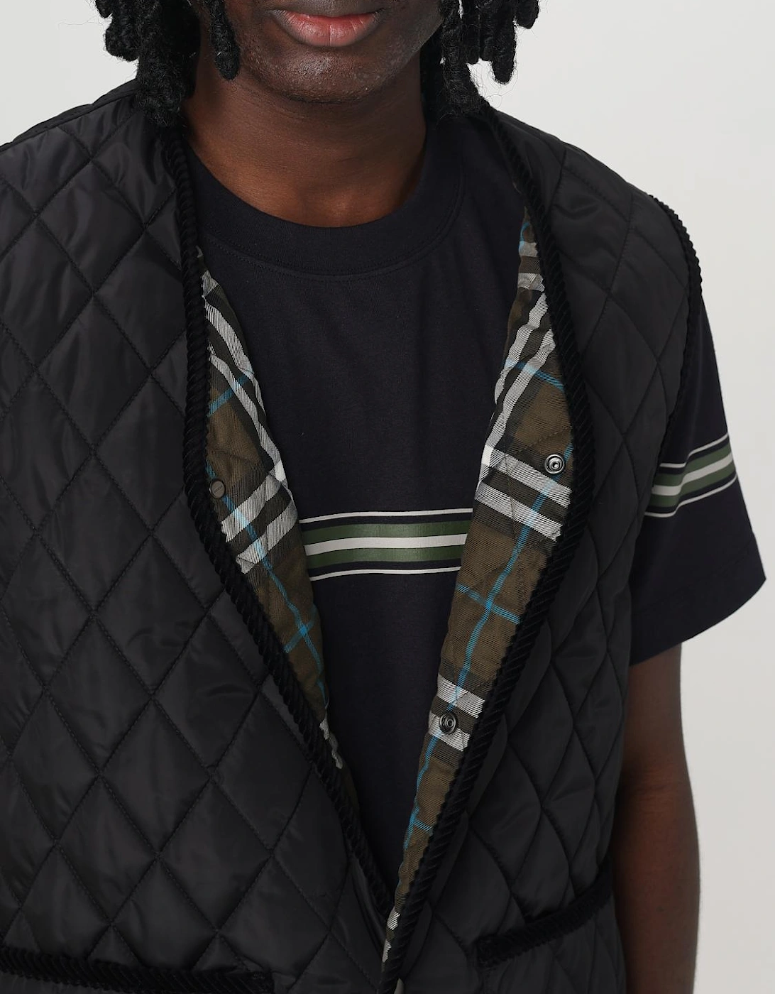Quilted Vest with Velvet Trim