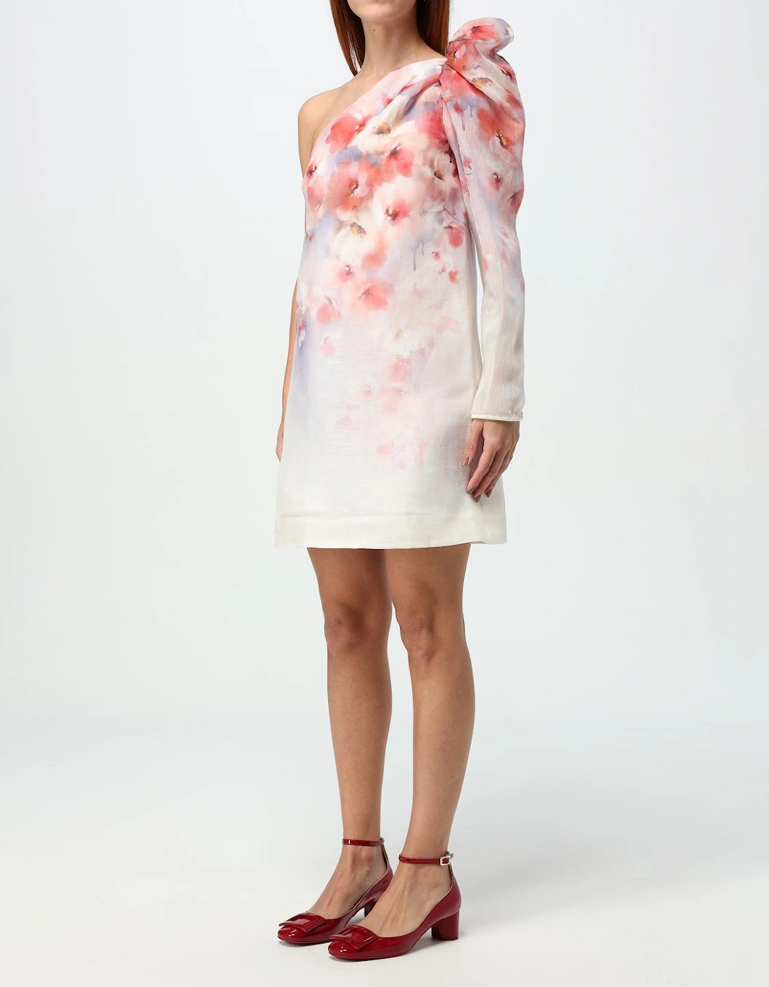 OneShoulder Floral Mini Dress