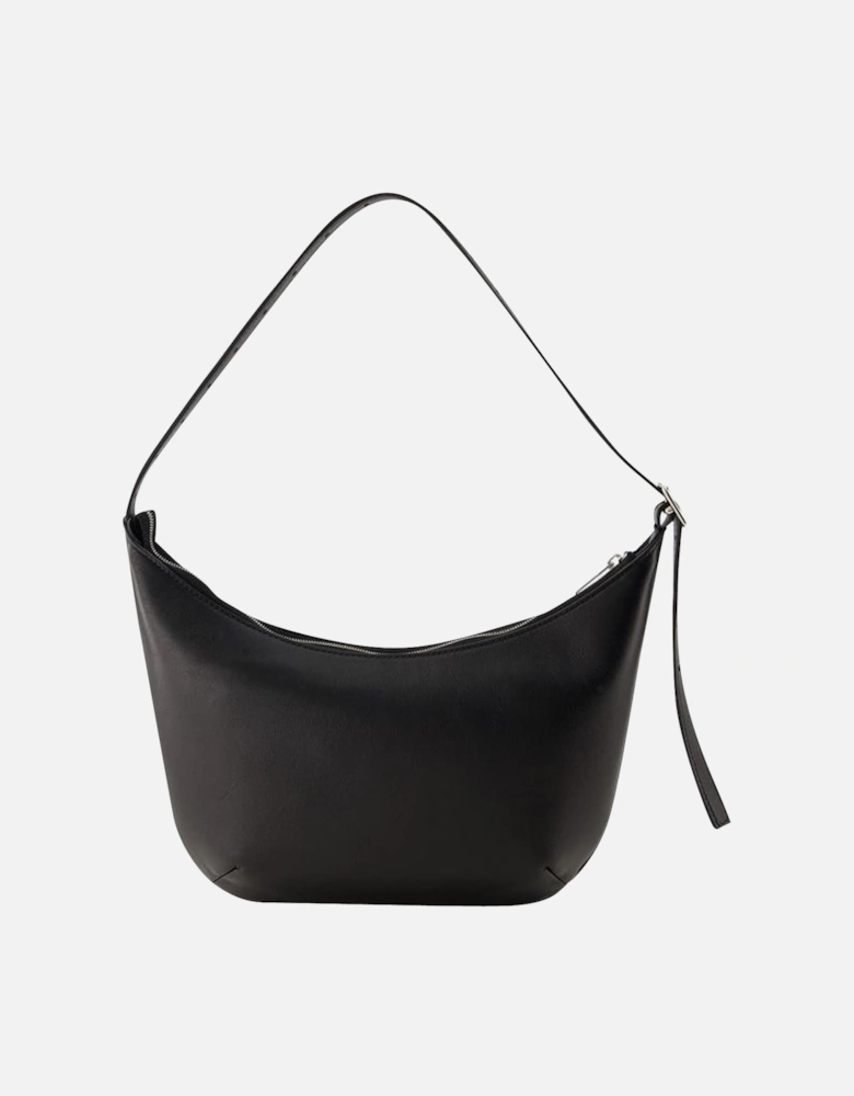 Smooth Leather Shoulder Bag with Top Handle