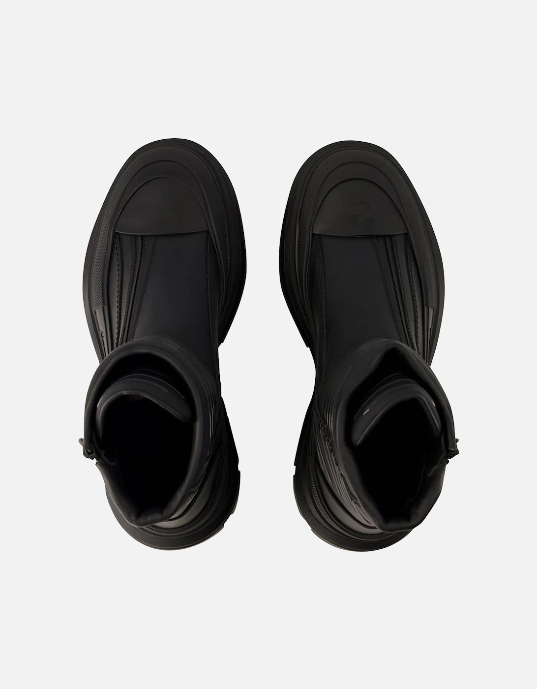 Black Leather Ankle Boots with Top Laces