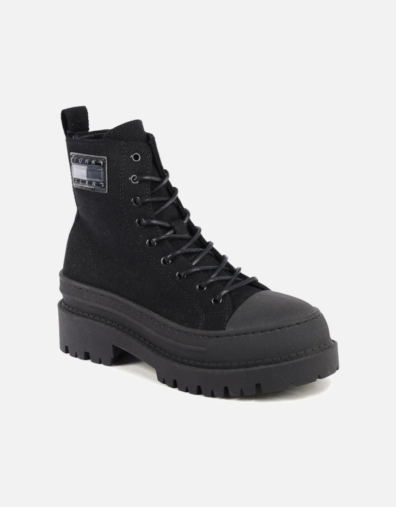 Canvas LaceUp Platform Boots