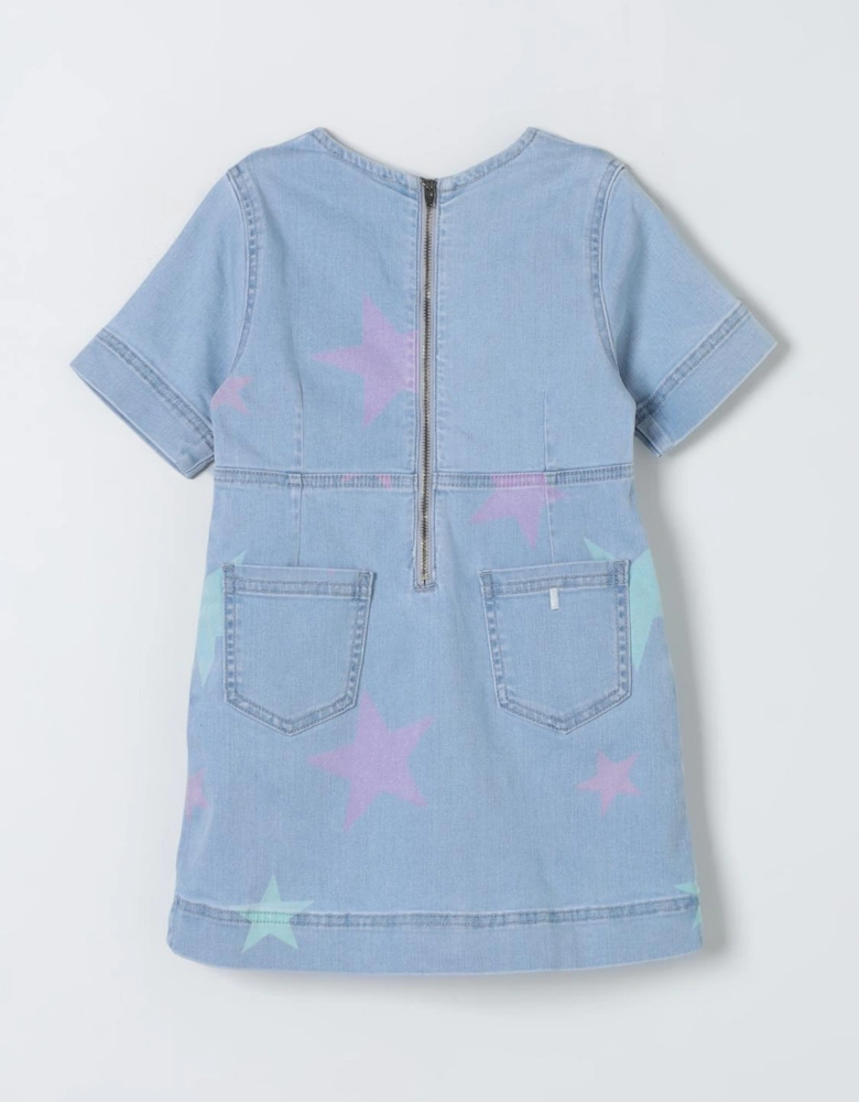 Kids Star Print Denim Dress