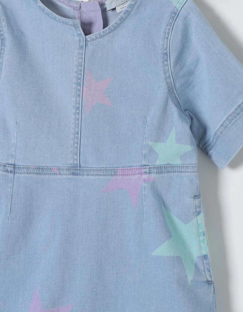 Kids Star Print Denim Dress