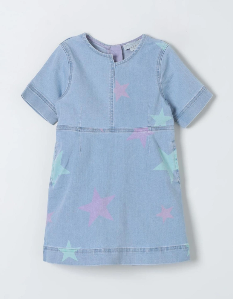 Kids Star Print Denim Dress