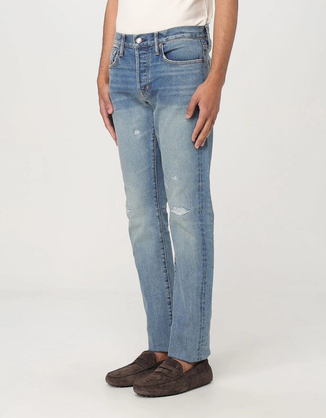 Straight Leg Distressed Jeans