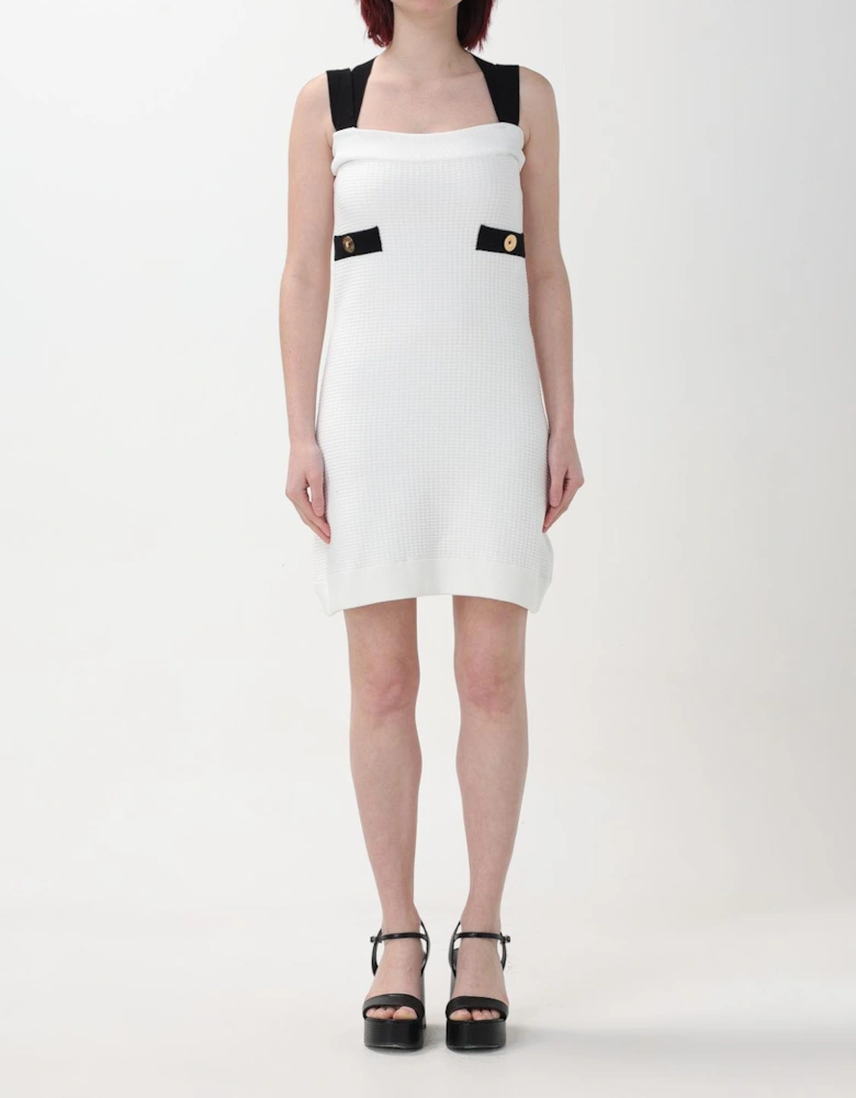 Mini Knit Dress Sleeveless Square Neck
