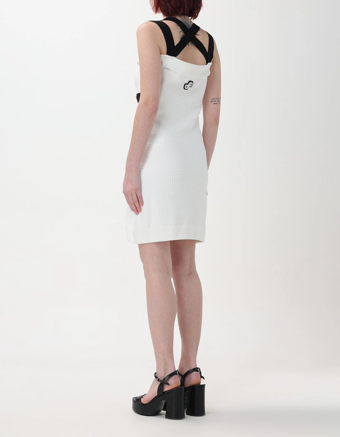 Mini Knit Dress Sleeveless Square Neck