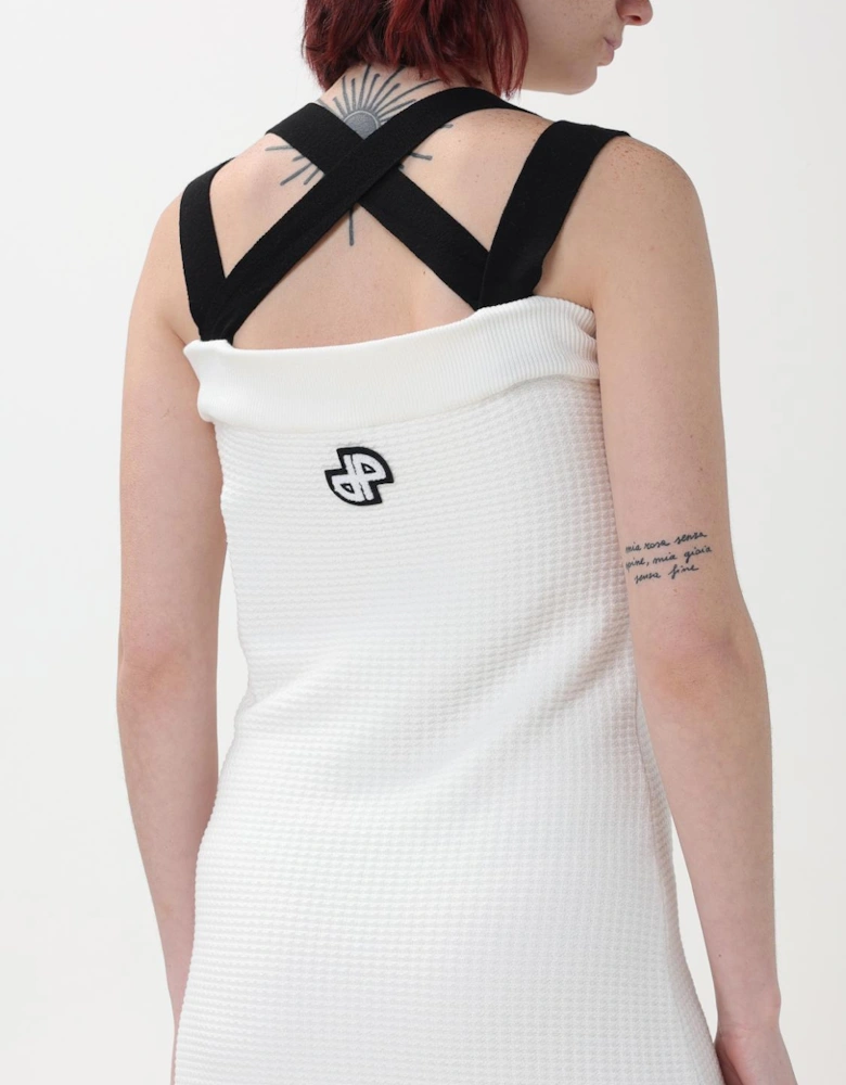 Mini Knit Dress Sleeveless Square Neck
