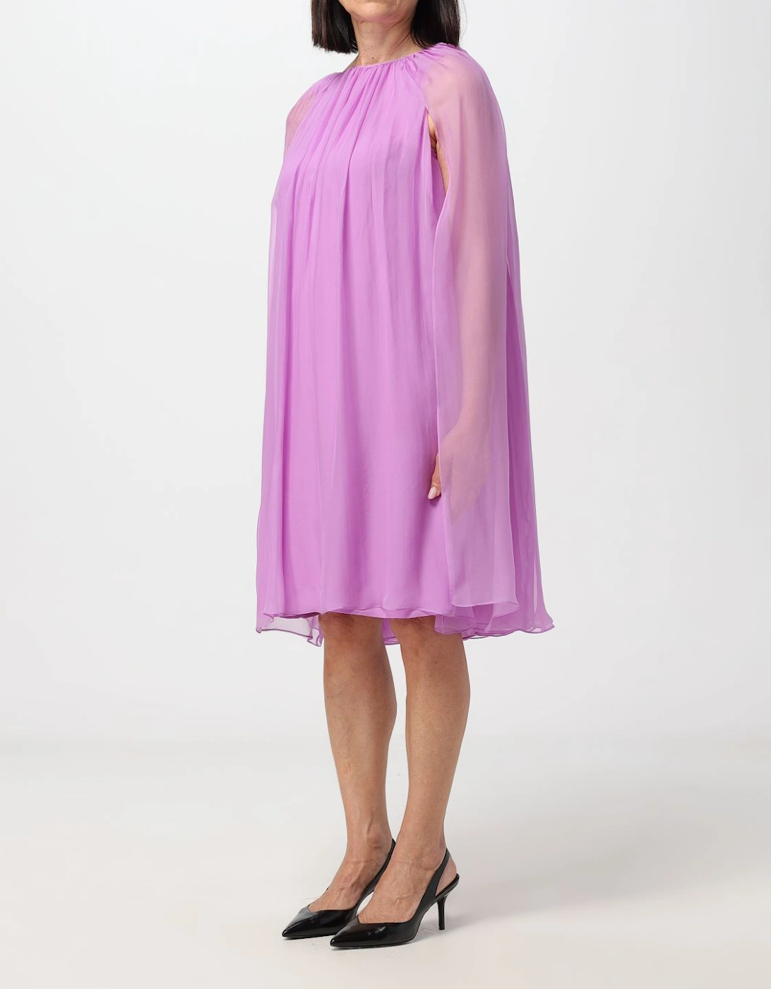 Silk Mini Dress with Cape