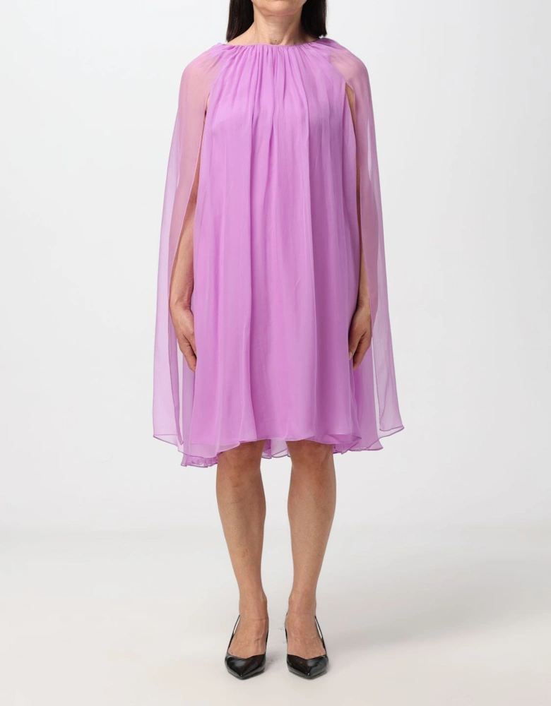 Silk Mini Dress with Cape