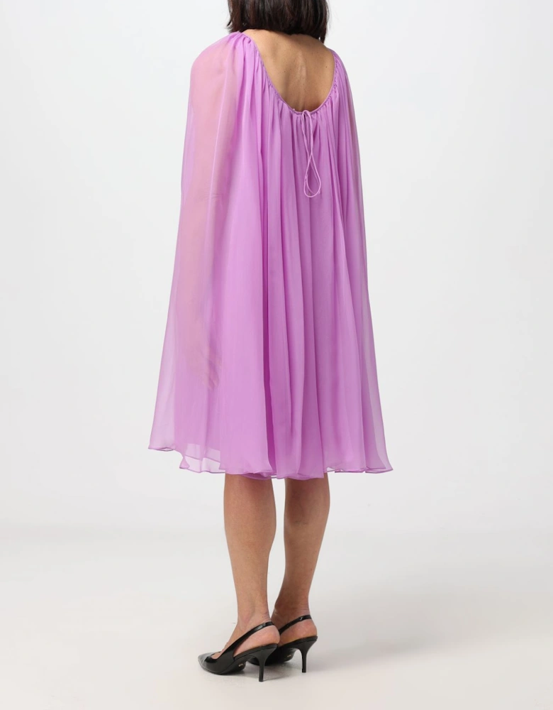 Silk Mini Dress with Cape