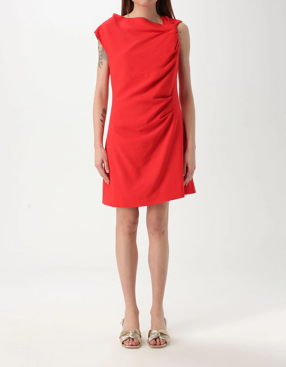 Elegant Sleeveless Dress with Ruched Detail and Fitted Silhouette for Formal Occasions, 5 of 4