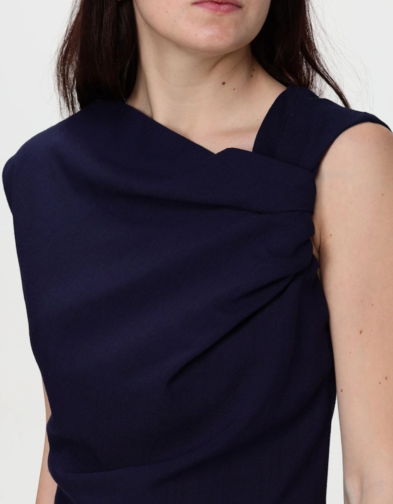 Elegant Sleeveless Dress with Ruched Detail and Fitted Silhouette for Formal Occasions