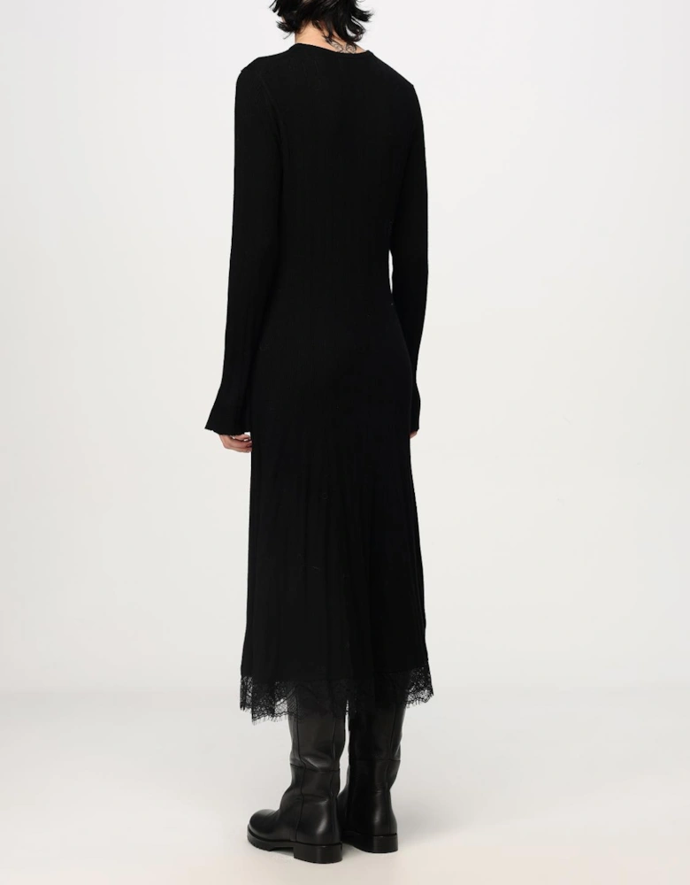 Lace Detail Knit Midi Dress