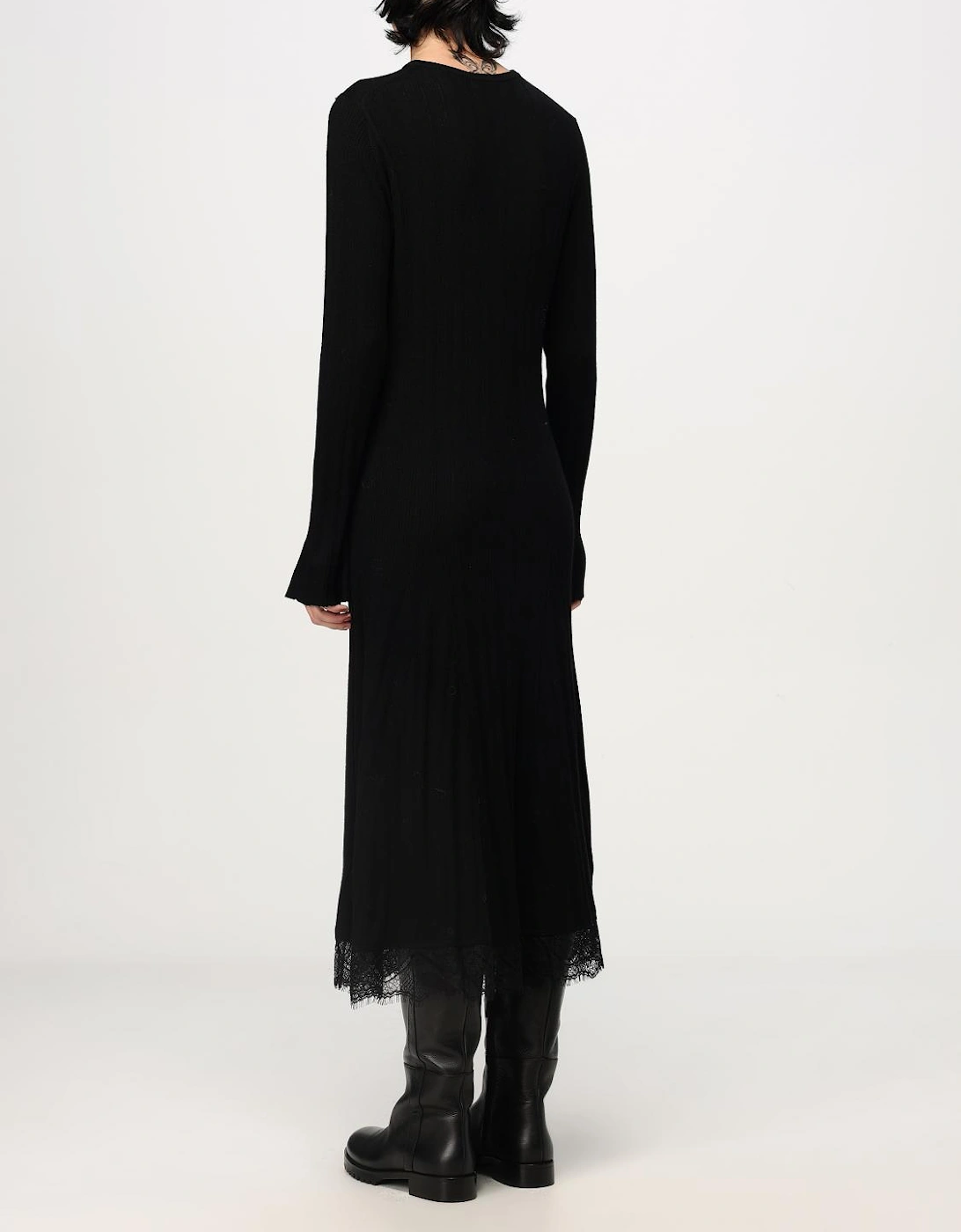 Lace Detail Knit Midi Dress