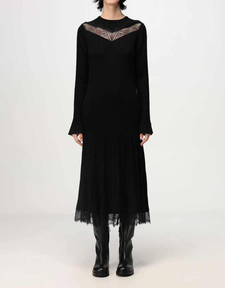 Lace Detail Knit Midi Dress