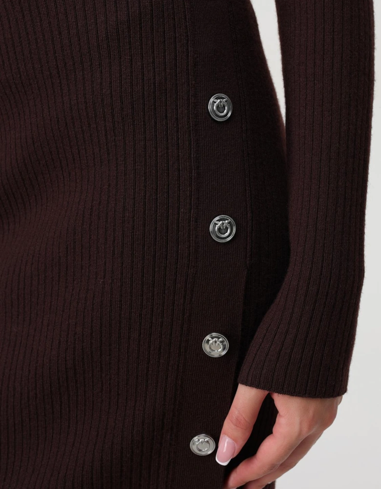Knit Pencil Skirt Side Buttons