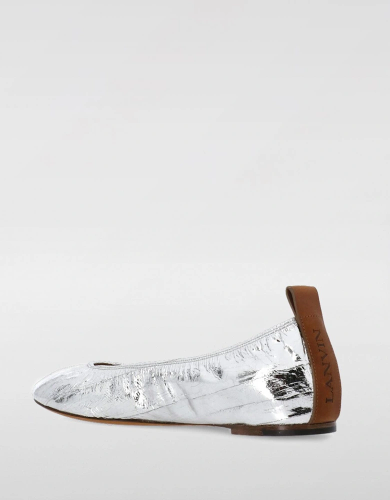 Metallic Leather Ballerina Flats