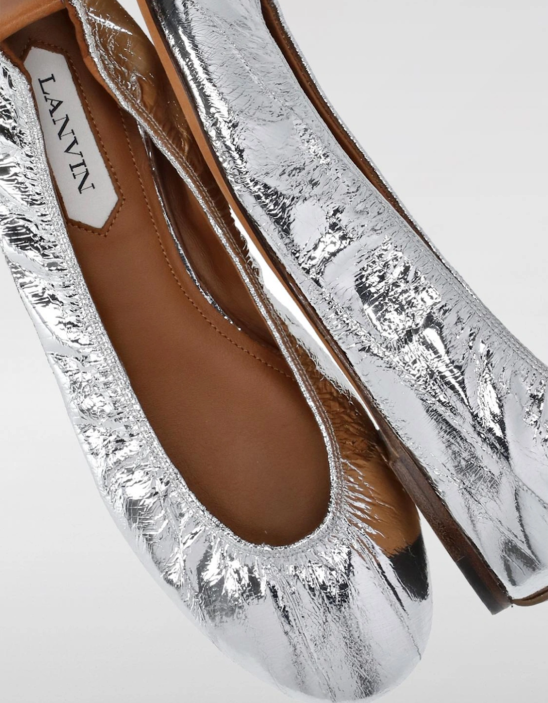 Metallic Leather Ballerina Flats