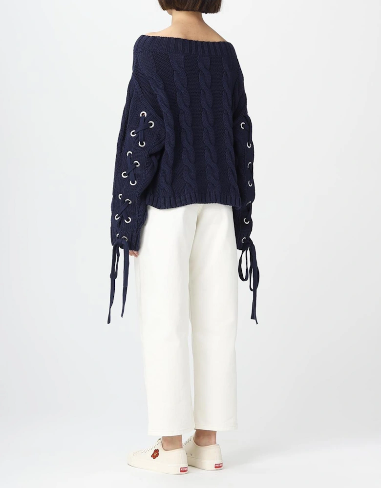 Cropped Cable Knit Sweater