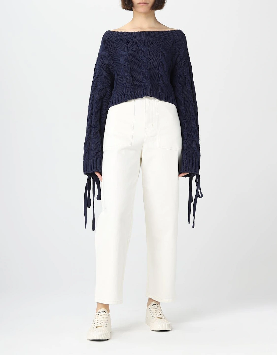 Cropped Cable Knit Sweater