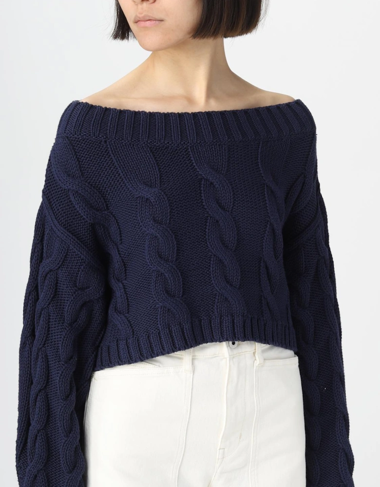 Cropped Cable Knit Sweater