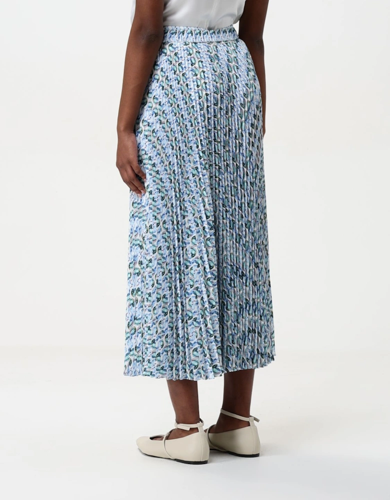 Pleated Midi Skirt Abstract Print