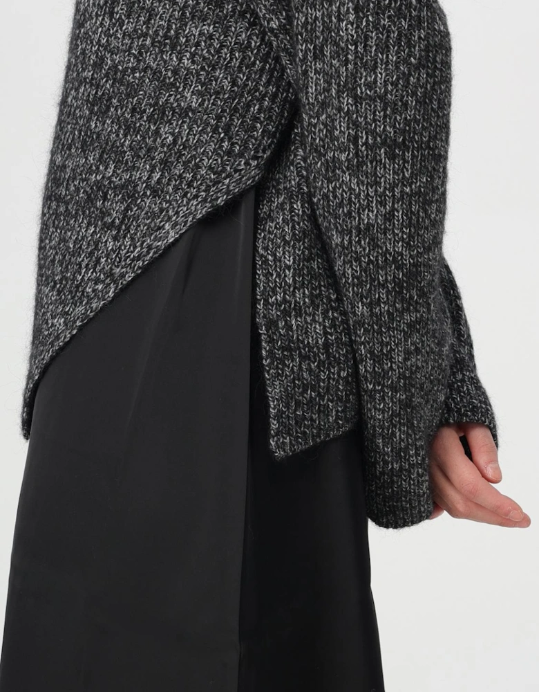 Asymmetrical Hem High Neck Pullover