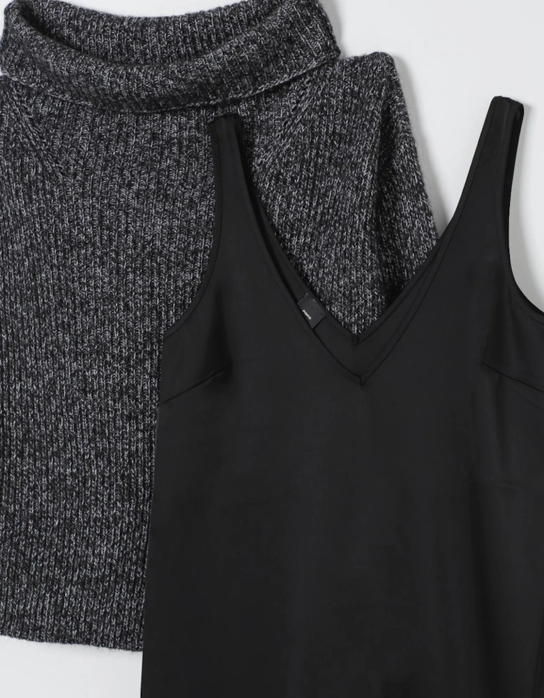 Asymmetrical Hem High Neck Pullover