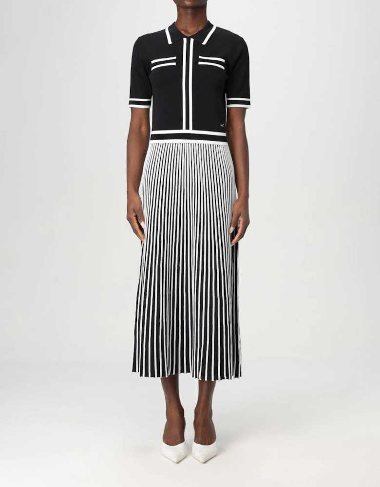 Knit Midi Dress Pleated Skirt