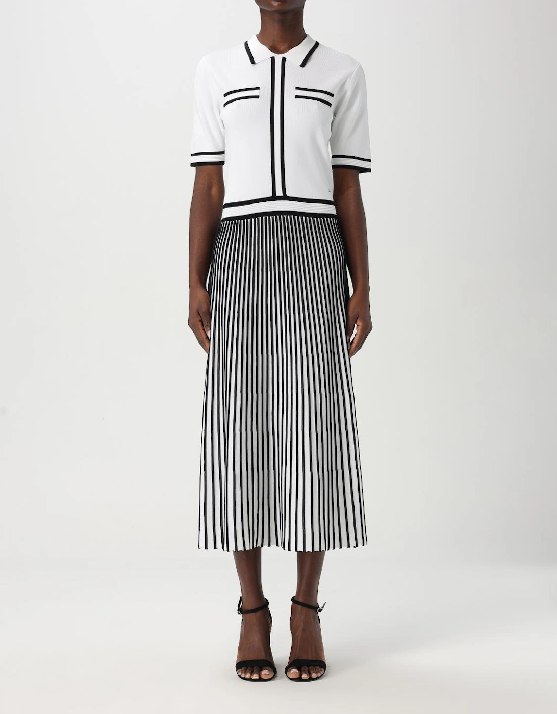 Knit Midi Dress Pleated Skirt