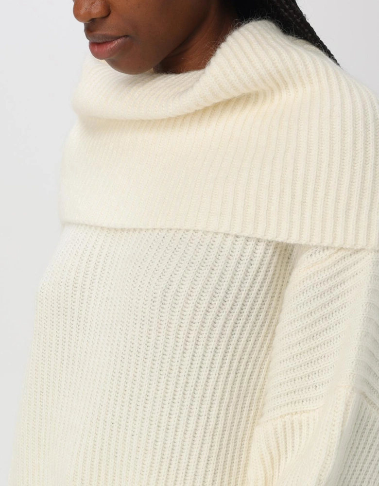 Ribbed Knit Cowl Neck Sweater