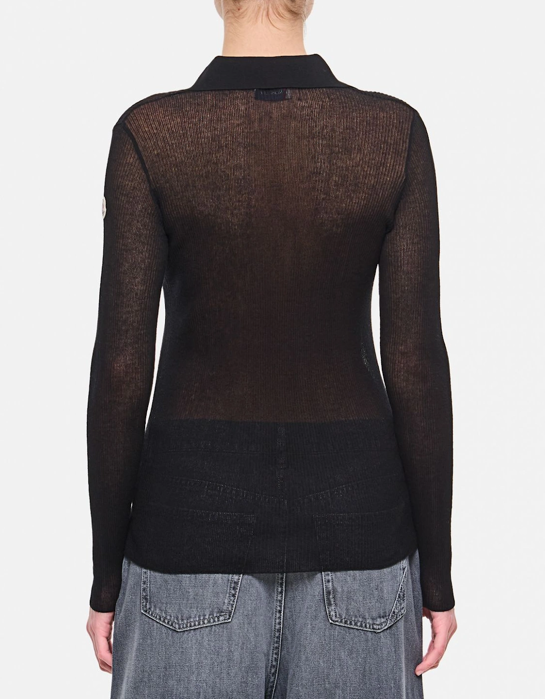 Ribbed Knit Collared LongSleeve Top