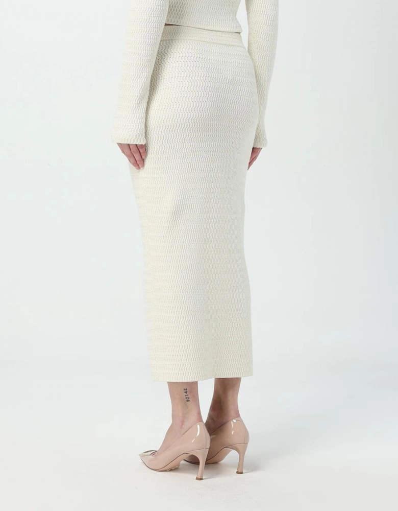 Embellished Pocket Knit Midi Skirt