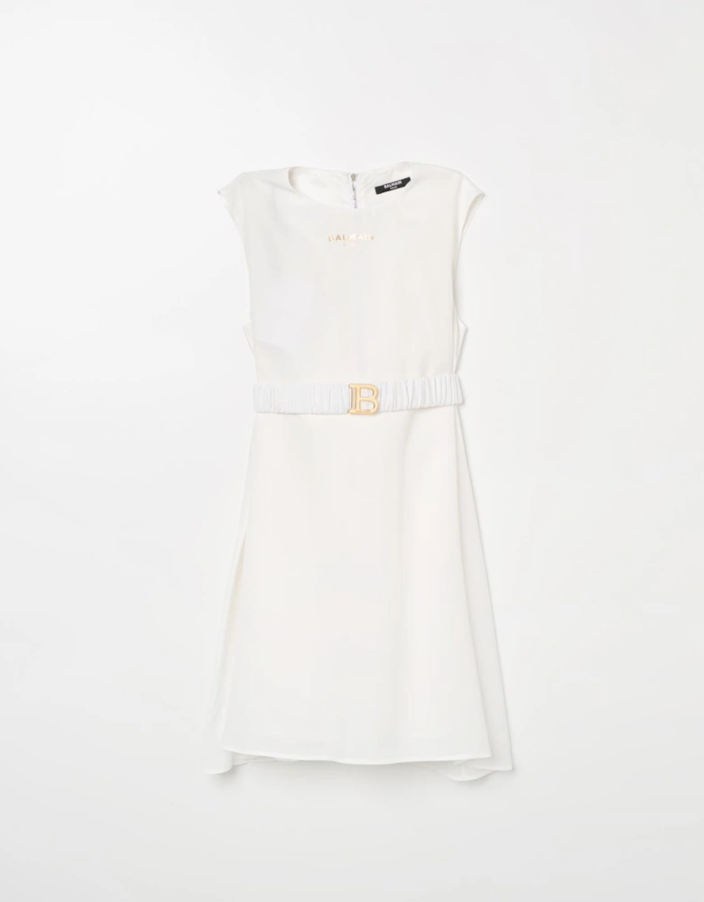 Belted ALine Sleeveless Dress