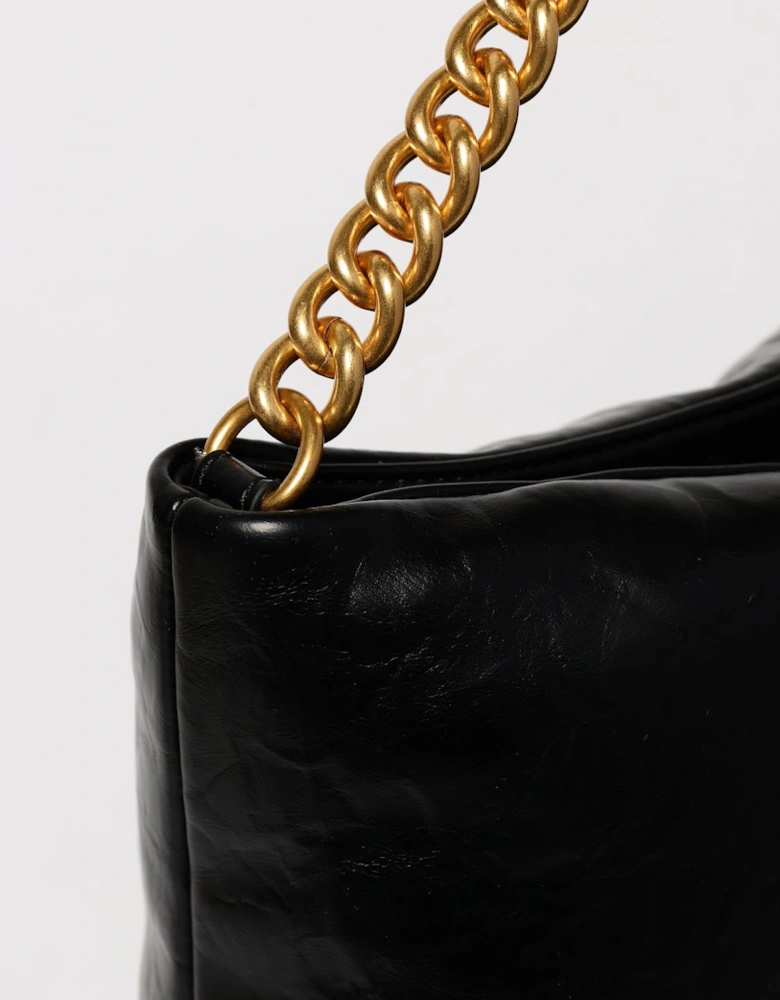 ChainDetailed Leather Shoulder Bag