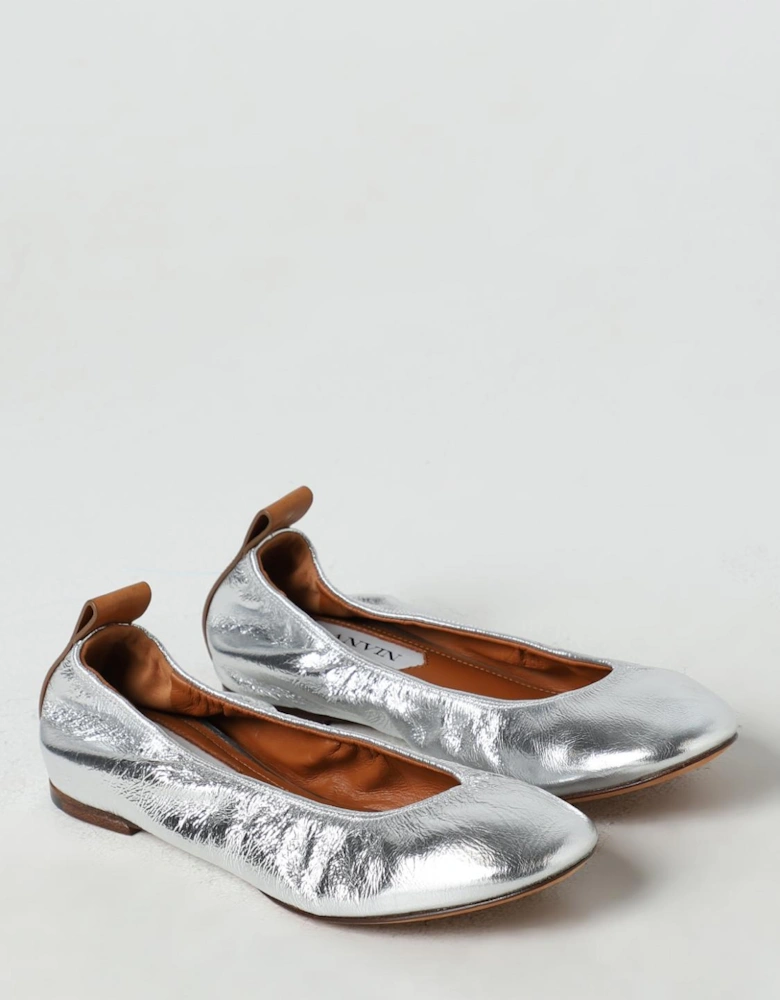 Metallic Leather Pointy Toe Flats