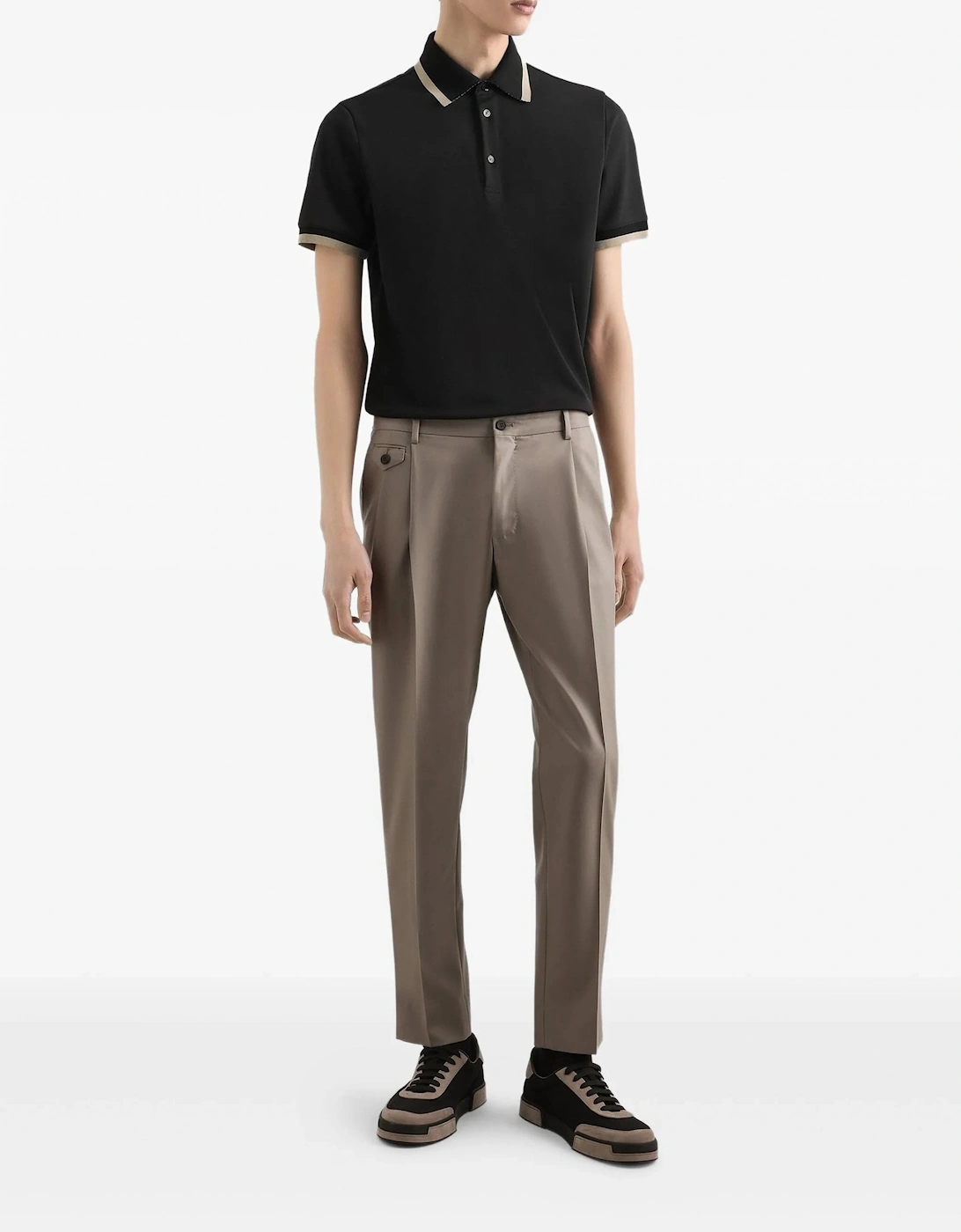 Contrast Trim SS Polo Black