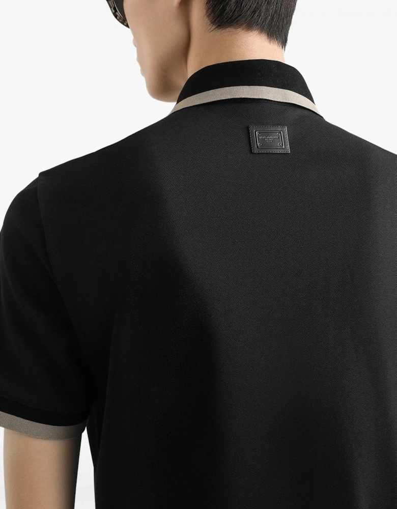 Contrast Trim SS Polo Black