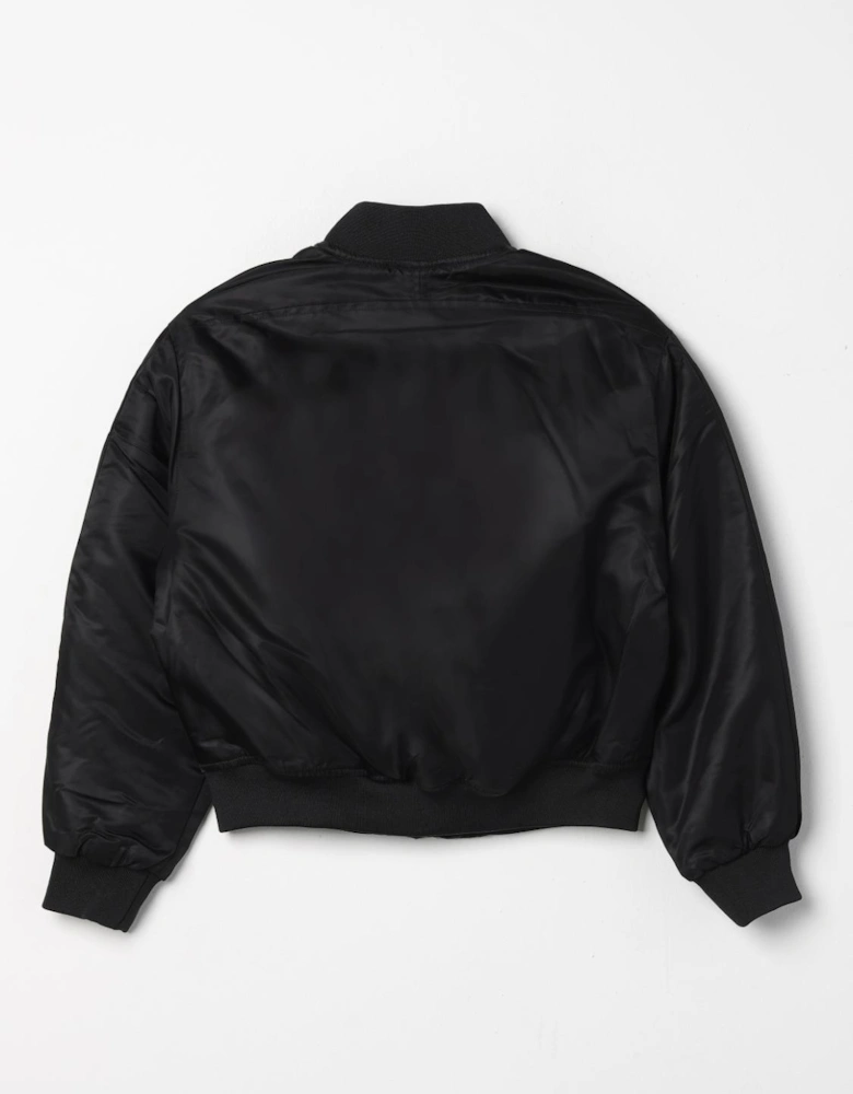 Bomber Jacket Zip Closure Ribbed Cuffs