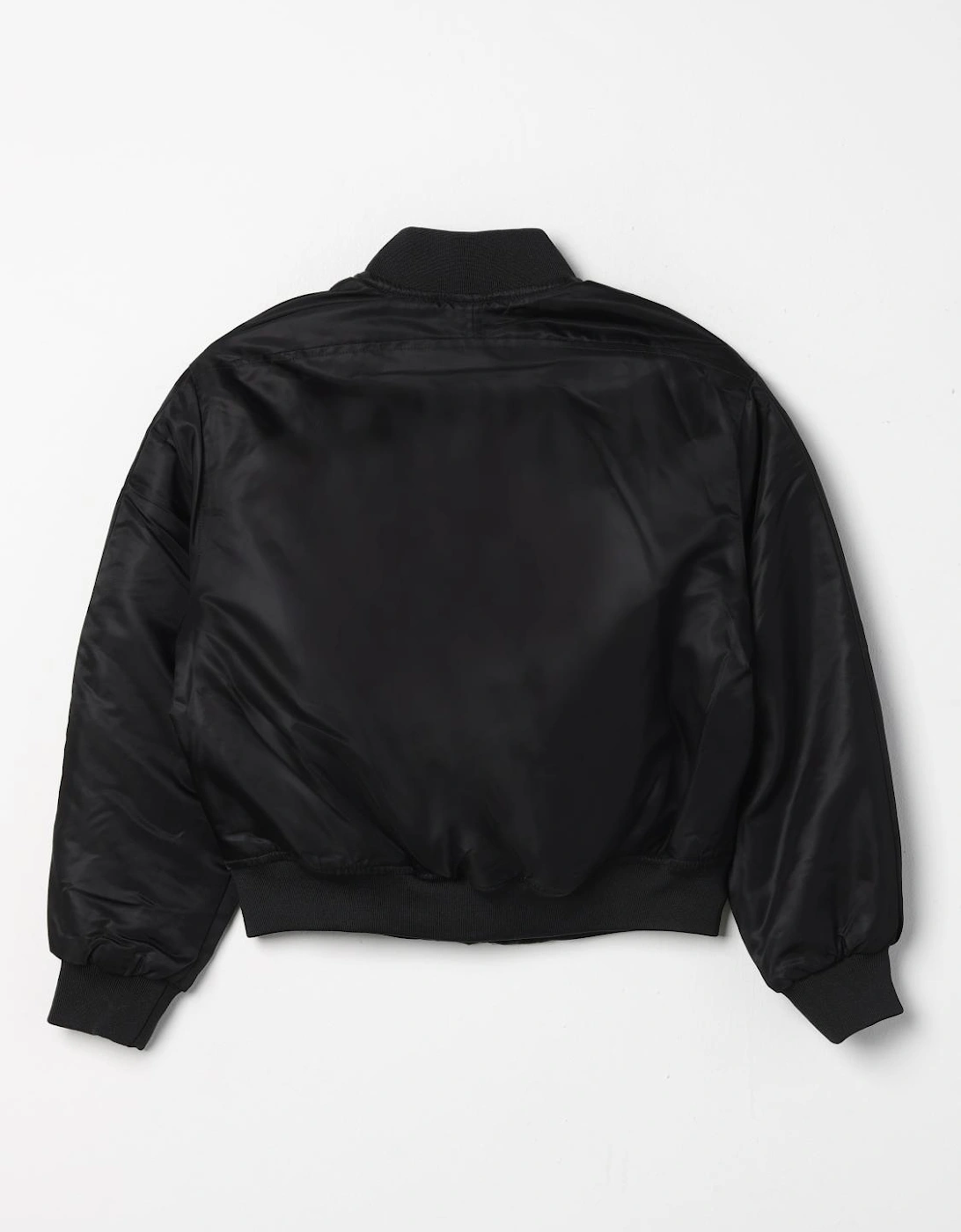 Bomber Jacket Zip Closure Ribbed Cuffs