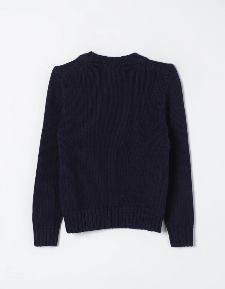 Knitted Cotton Blend Sweater with American Flag Design